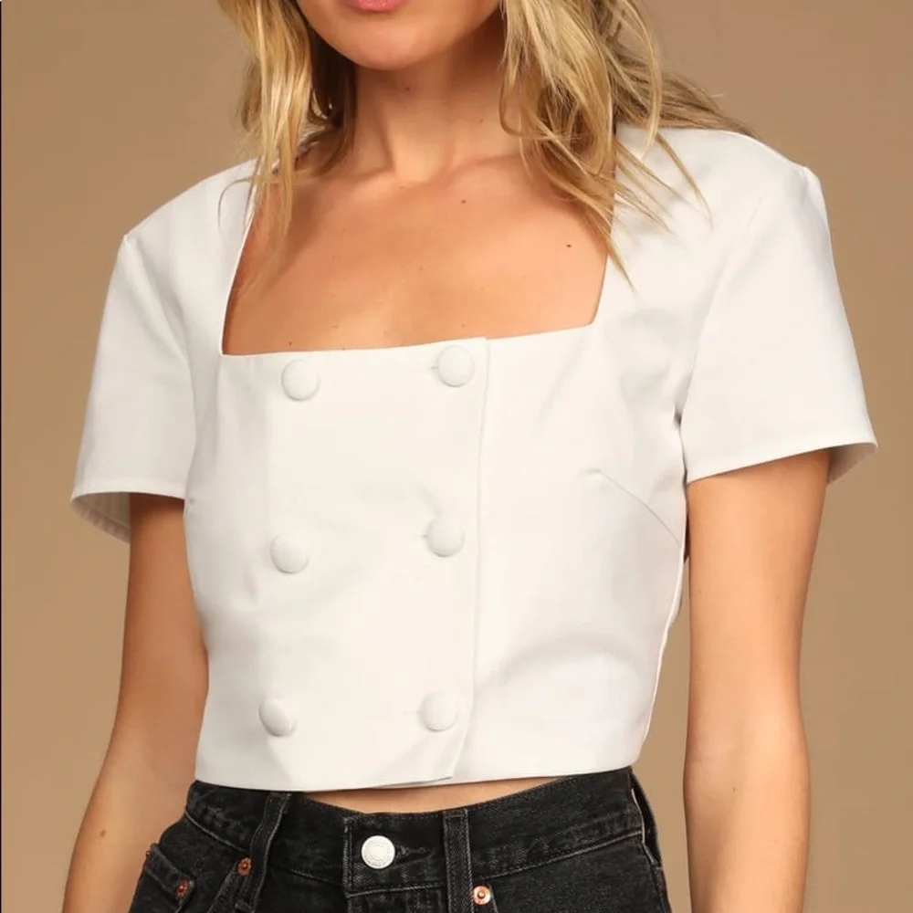 NEW Ivory Cropped Short Sleeve Jacket Top - Picture 4 of 8